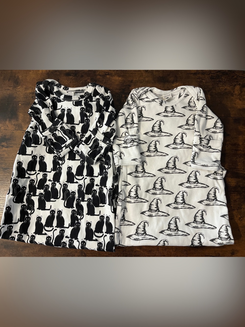 Kate Quinn Organic Cotton Knotted Gown Lot 0-3M Halloween Black Cat Witch Hat